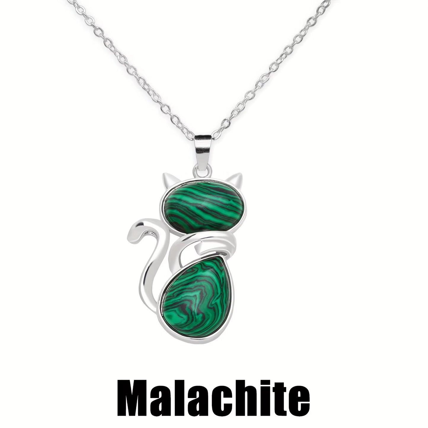Mysticat™ Natural Crystal Cat Pendant – Protection, Peace, and Purrfect Charm