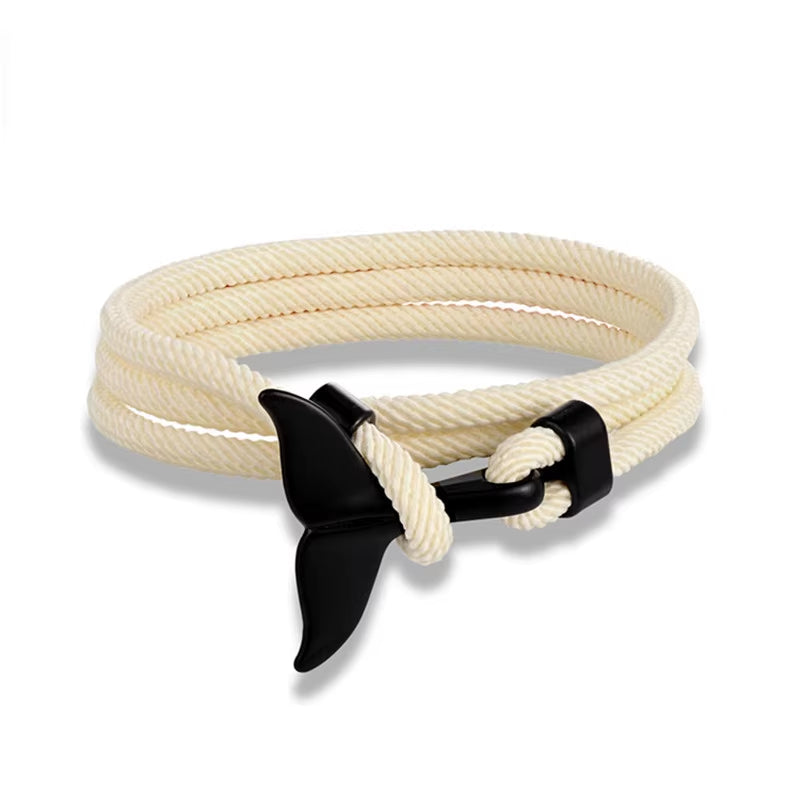 Tidebond™ Ocean-Inspired Whale Tail & Anchor Bracelet – for Hearts That Drift Together