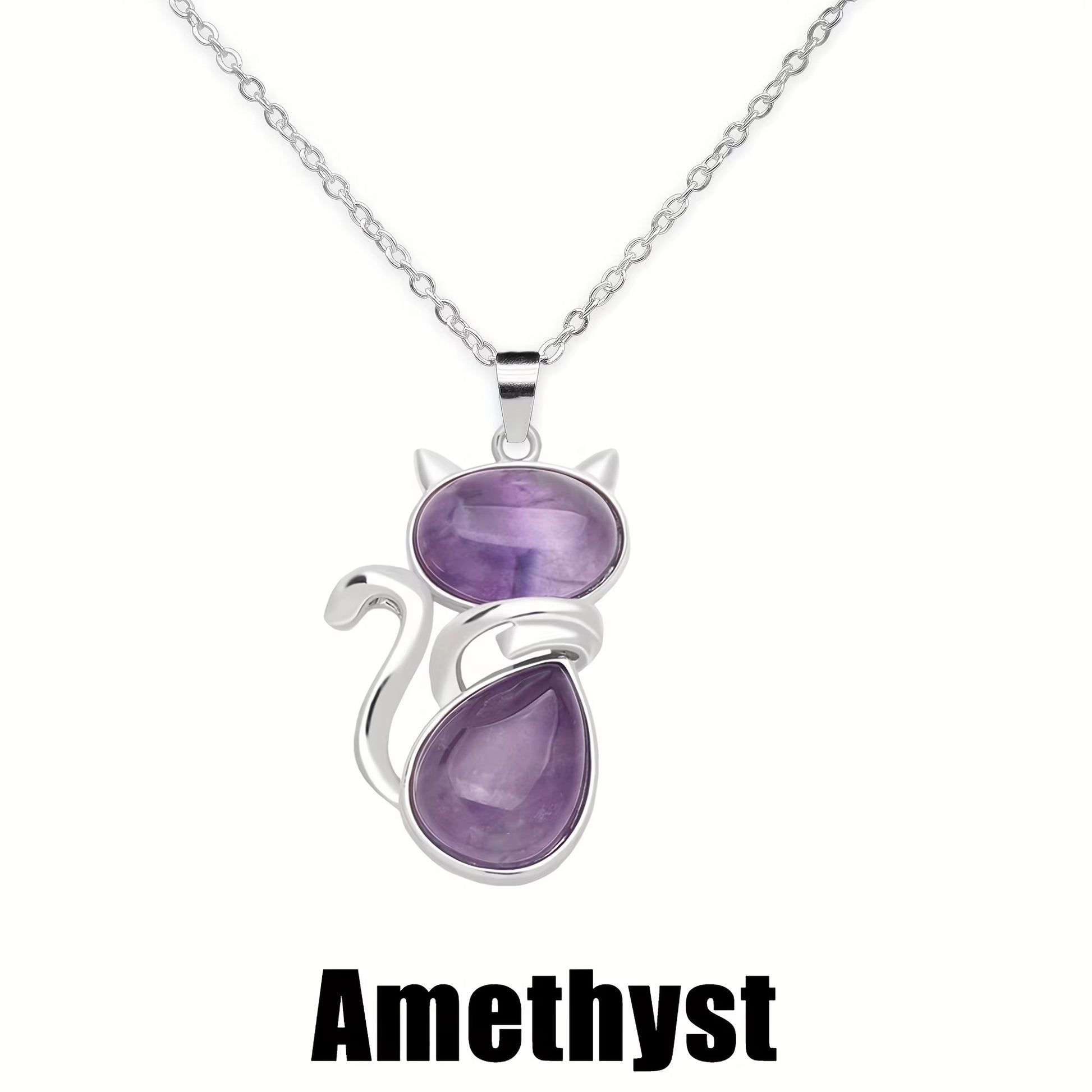Mysticat™ Natural Crystal Cat Pendant – Protection, Peace, and Purrfect Charm