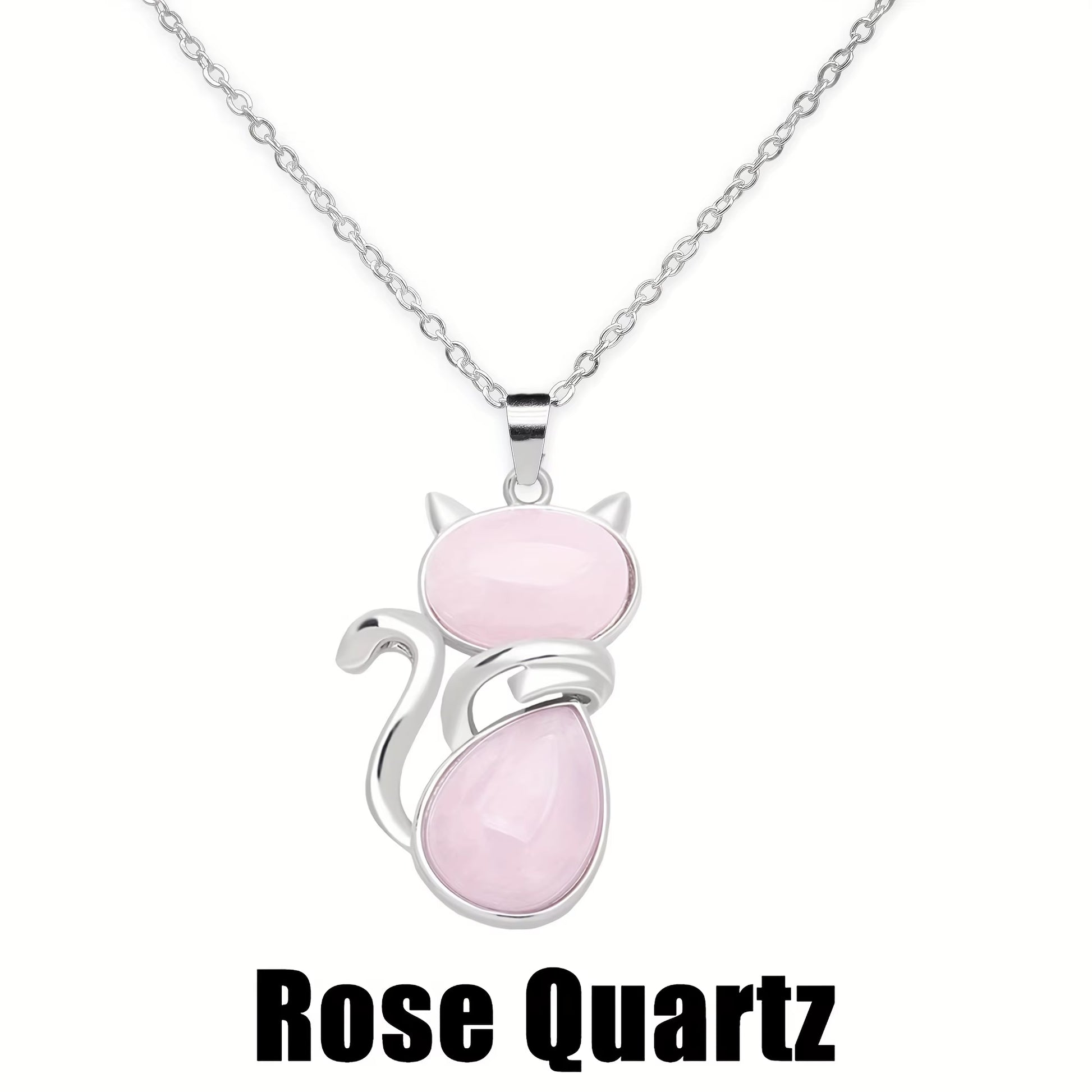 Mysticat™ Natural Crystal Cat Pendant – Protection, Peace, and Purrfect Charm