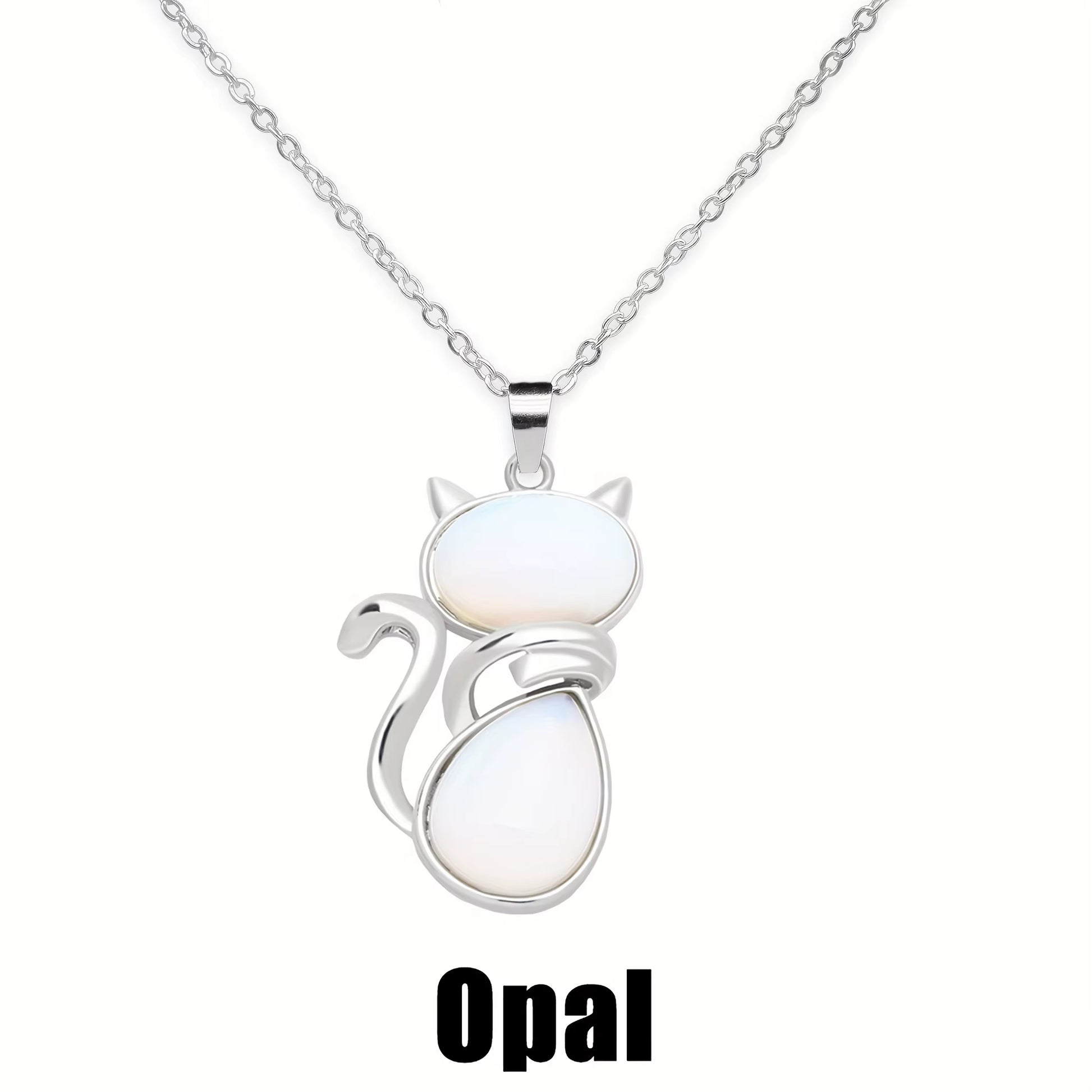 Mysticat™ Natural Crystal Cat Pendant – Protection, Peace, and Purrfect Charm