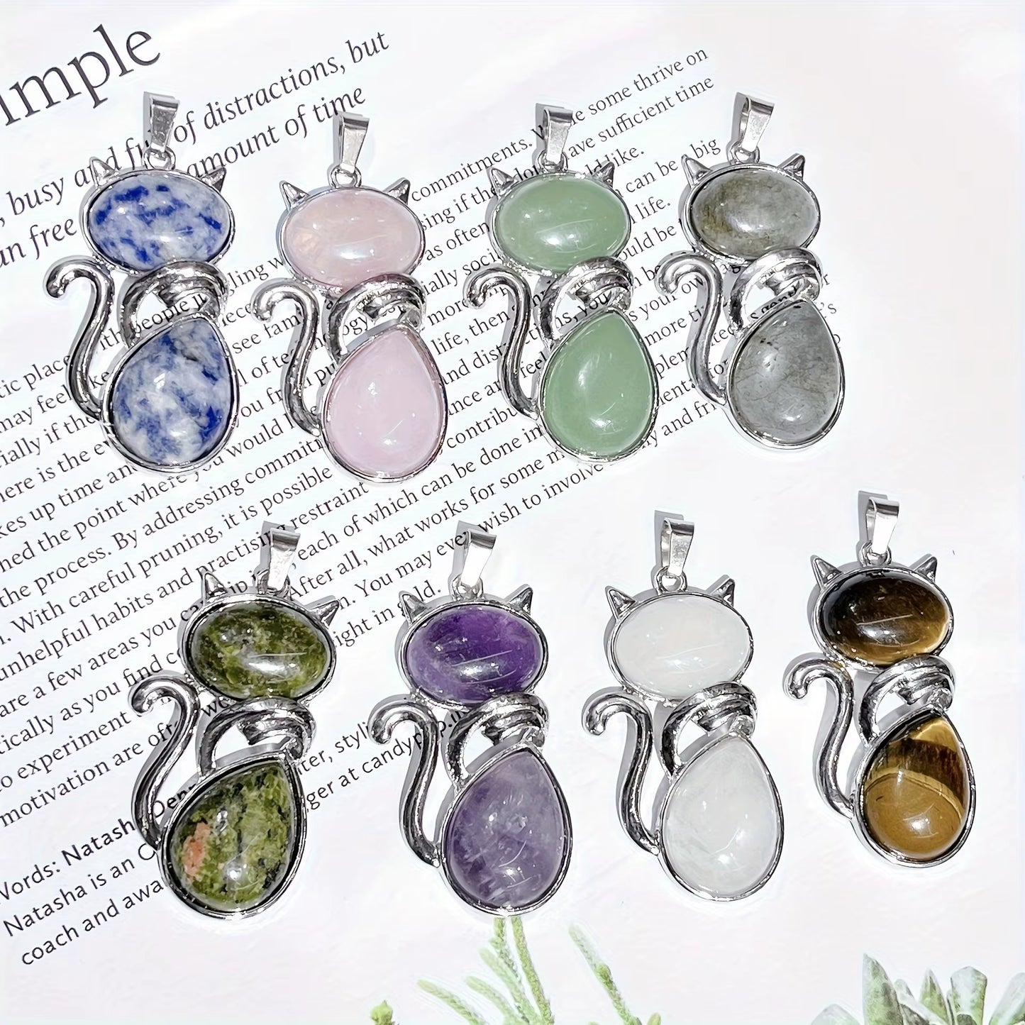 Mysticat™ Natural Crystal Cat Pendant – Protection, Peace, and Purrfect Charm