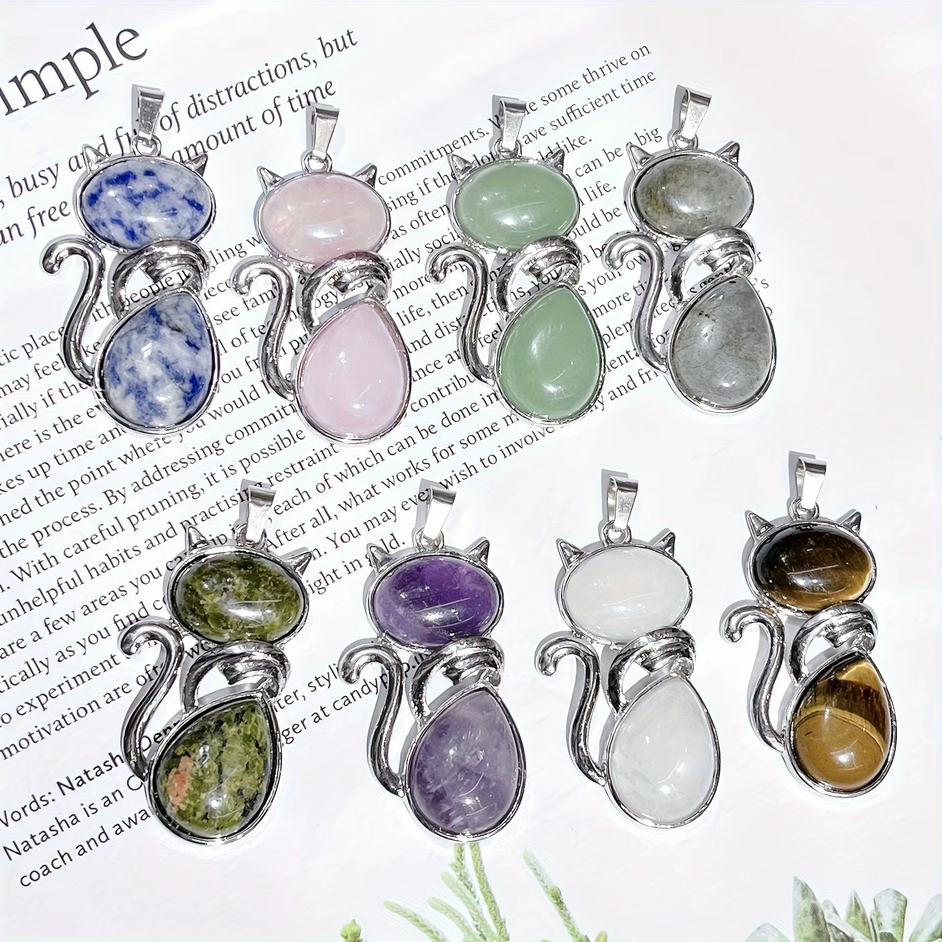 Mysticat™ Natural Crystal Cat Pendant – Protection, Peace, and Purrfect Charm