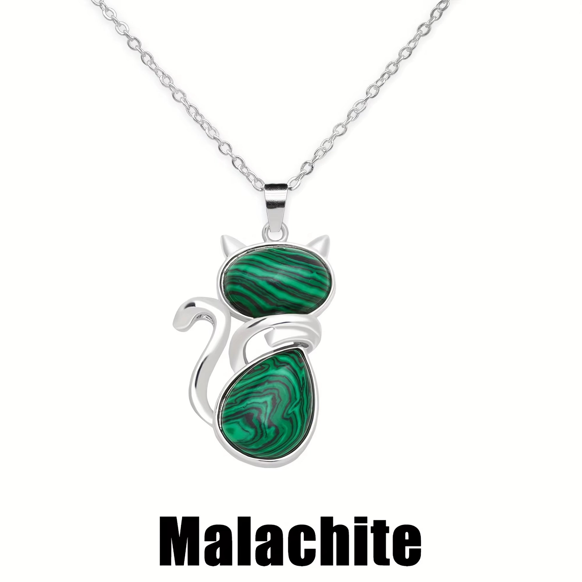 Mysticat™ Natural Crystal Cat Pendant – Protection, Peace, and Purrfect Charm