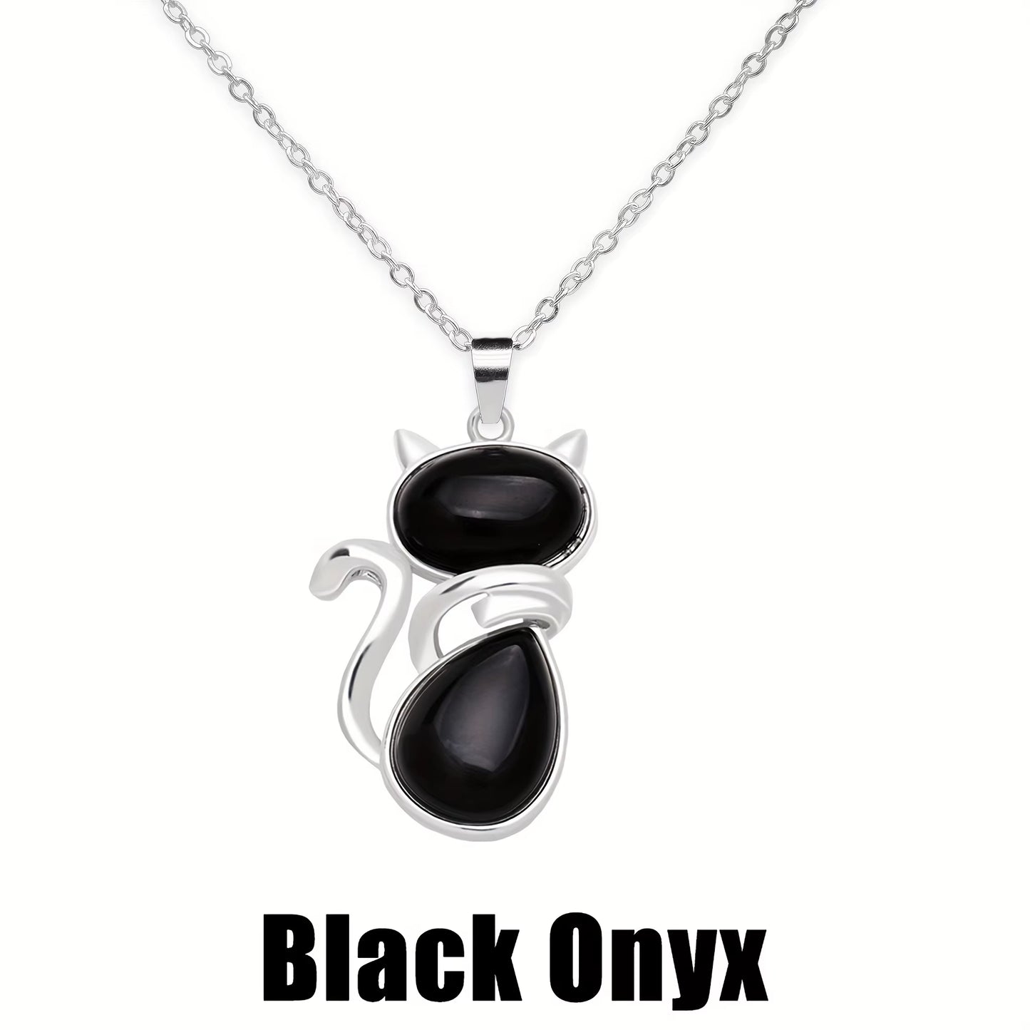 Mysticat™ Natural Crystal Cat Pendant – Protection, Peace, and Purrfect Charm