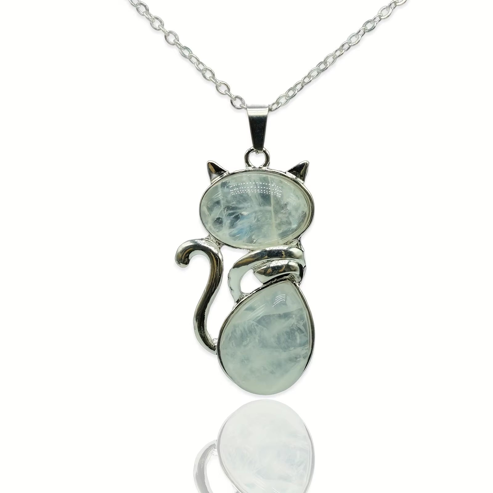 Mysticat™ Natural Crystal Cat Pendant – Protection, Peace, and Purrfect Charm