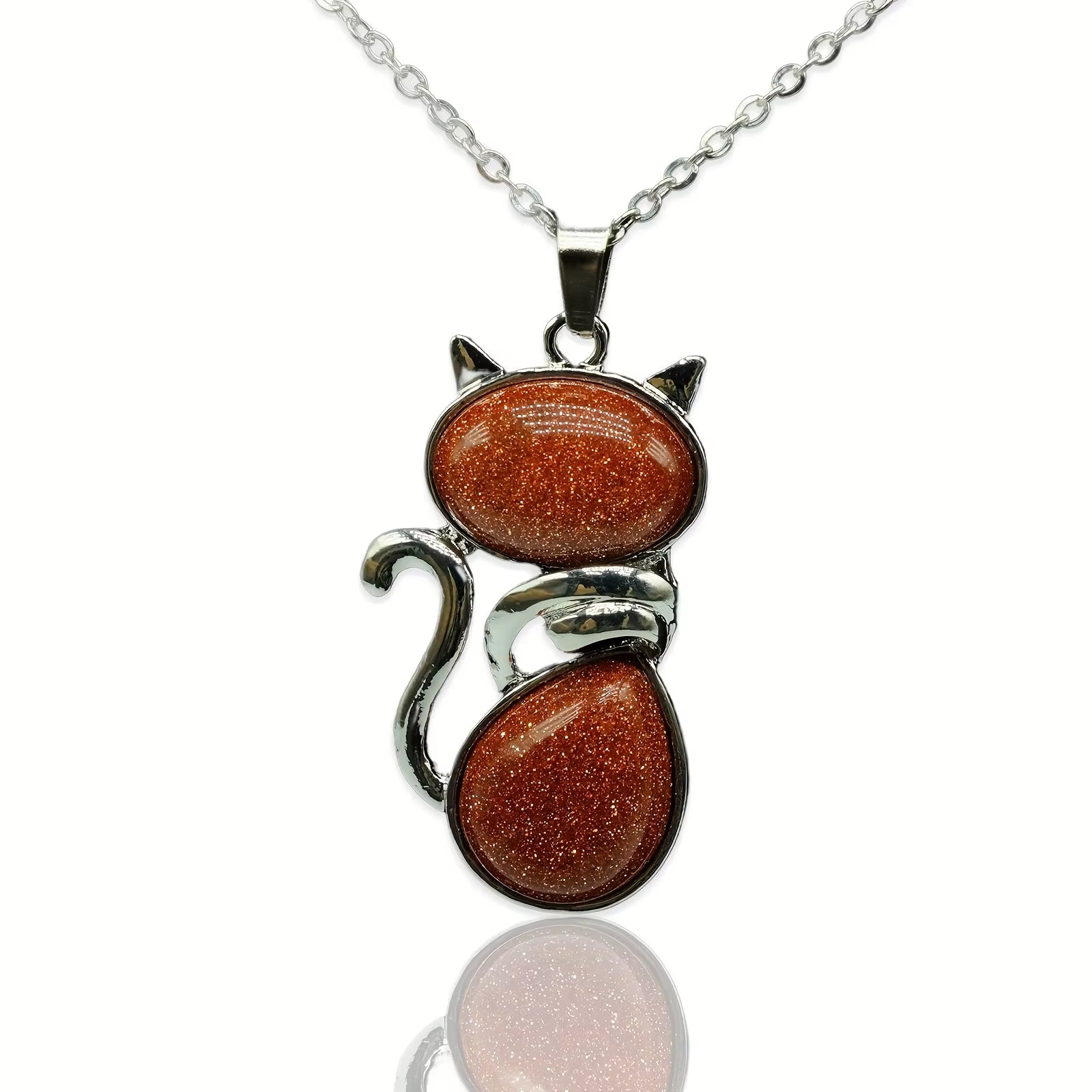 Mysticat™ Natural Crystal Cat Pendant – Protection, Peace, and Purrfect Charm